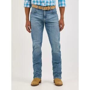 Wrangler Medium Wash Blue Denim Retro Slim Fit Straight Leg Jeans Men's 38x32